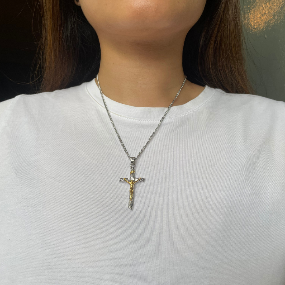 Stainless Steel Crucifix/Chain - Gold plated