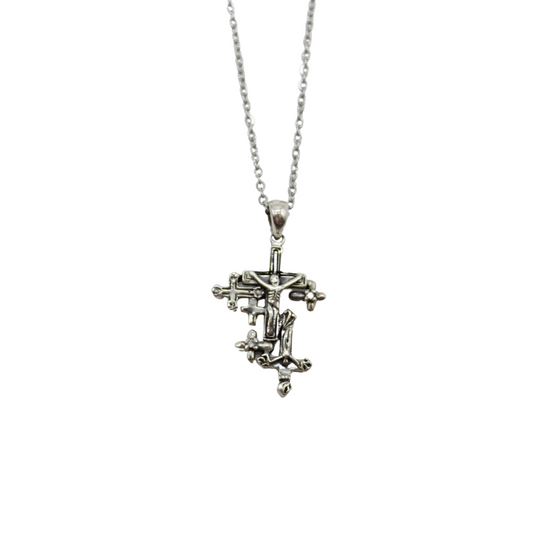 Silver Multiple Crucifix /Chain Set