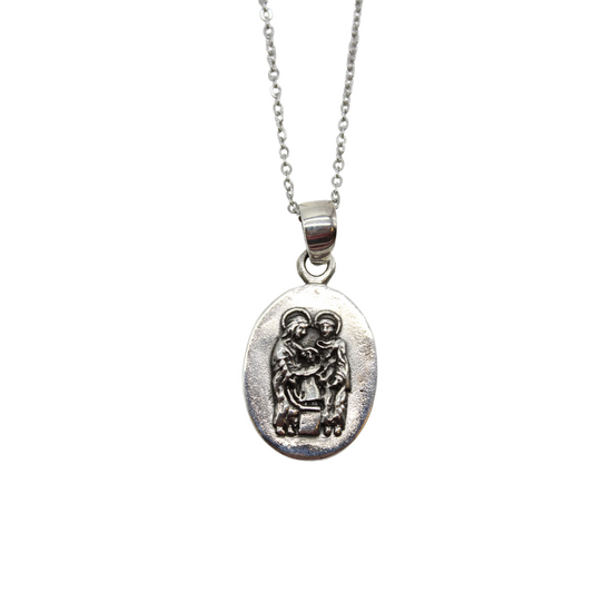 Silver Sacred Holy Family Medal/Chain Set