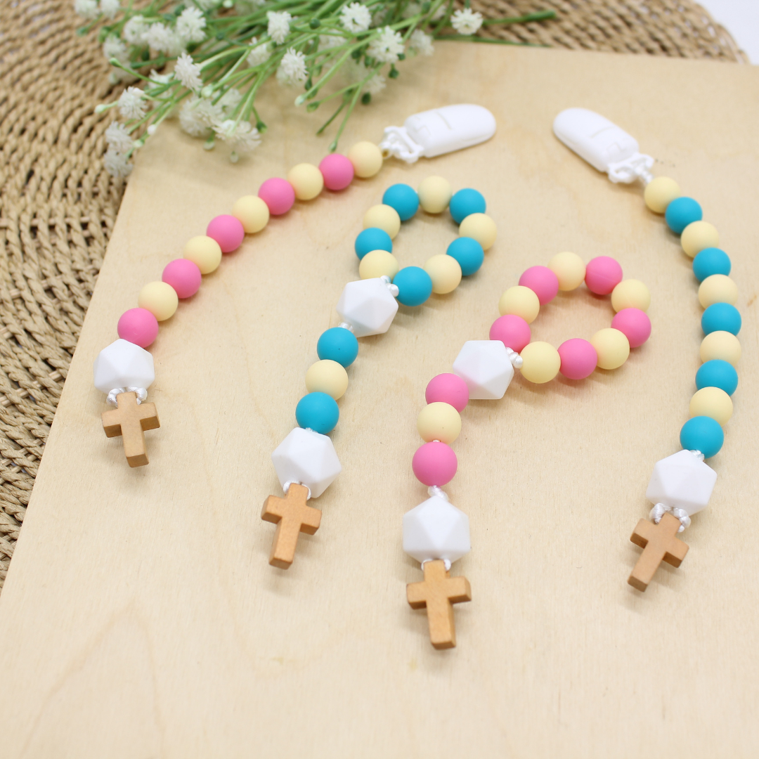 Clip On Silicone Baby Rosary - One Decade