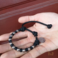Stainless Steel Beads /Paracord Rosary Bracelet - Silver/Black Cord (Personalisation Available)