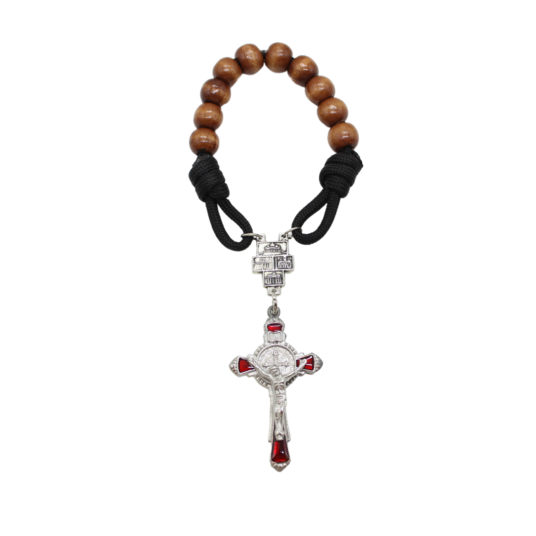 Paracord Wood Rosary - One Decade
