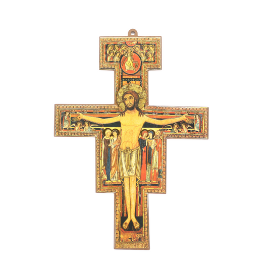 Wood Franciscan cross - 32cm