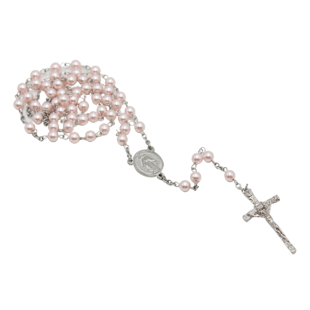 Swarovski Pearl Crystal Rosary - White/Peach/Blue/Pink (Personalisation Available)