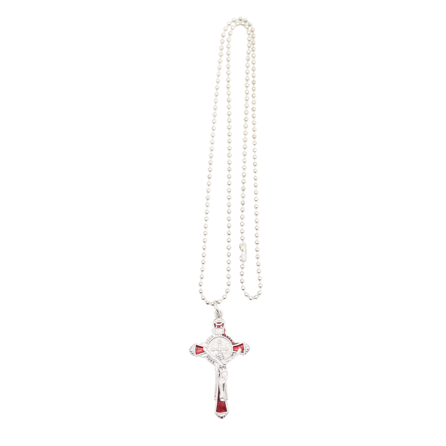 Alloy St Benedict Crucifix/Chain- Black/Blue/Red 4cm