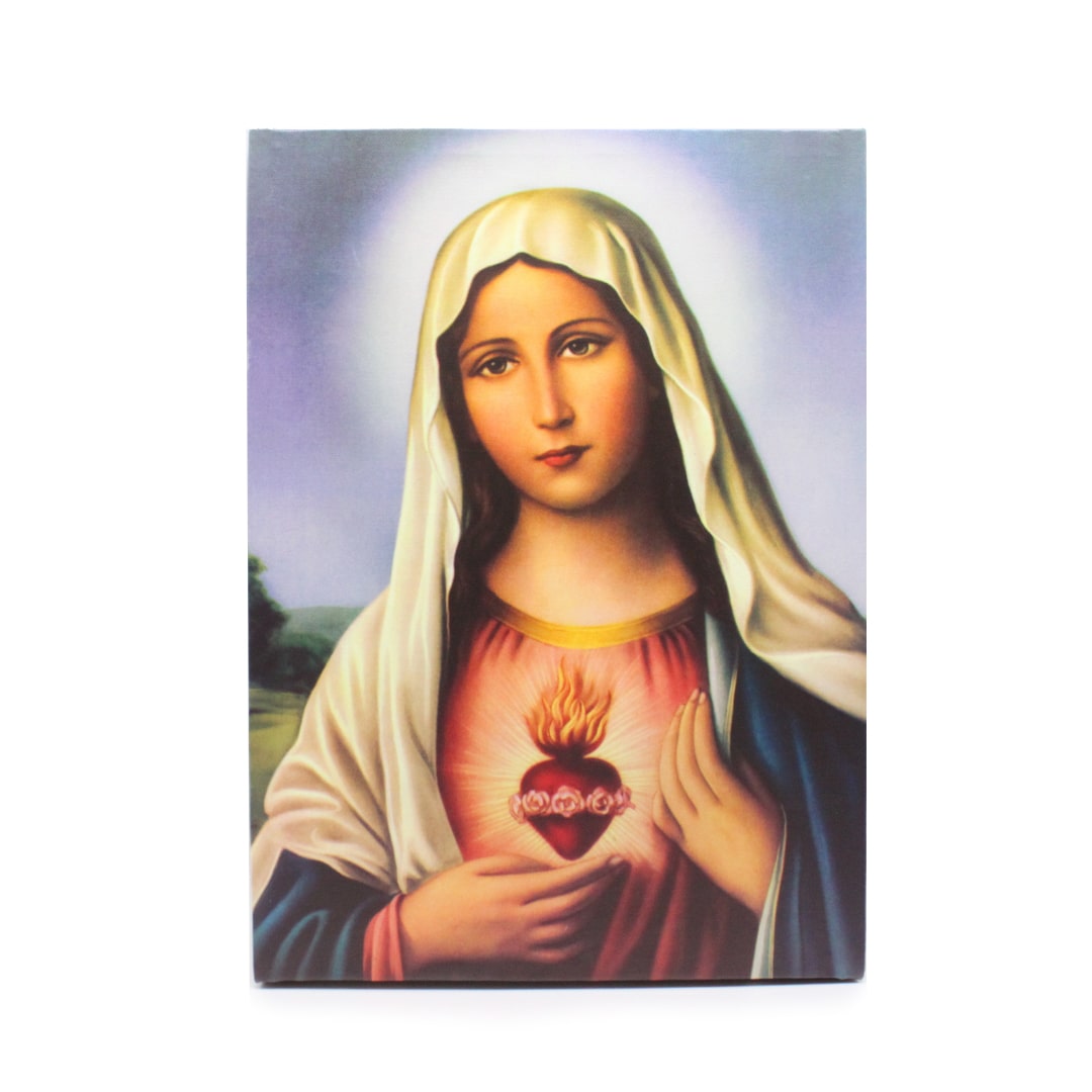 Canvas Print Wood Skeleton Framed Picture - Immaculate Heart of Mary (Design A)