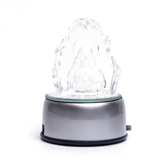 Crystal Engraved Jesus/Mary/Mother Mary Light Base