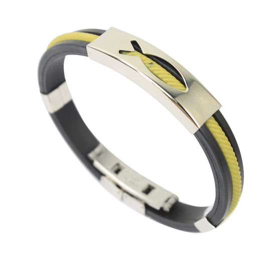 Rubber/Stainless Steel Fish Bangle (Yellow)