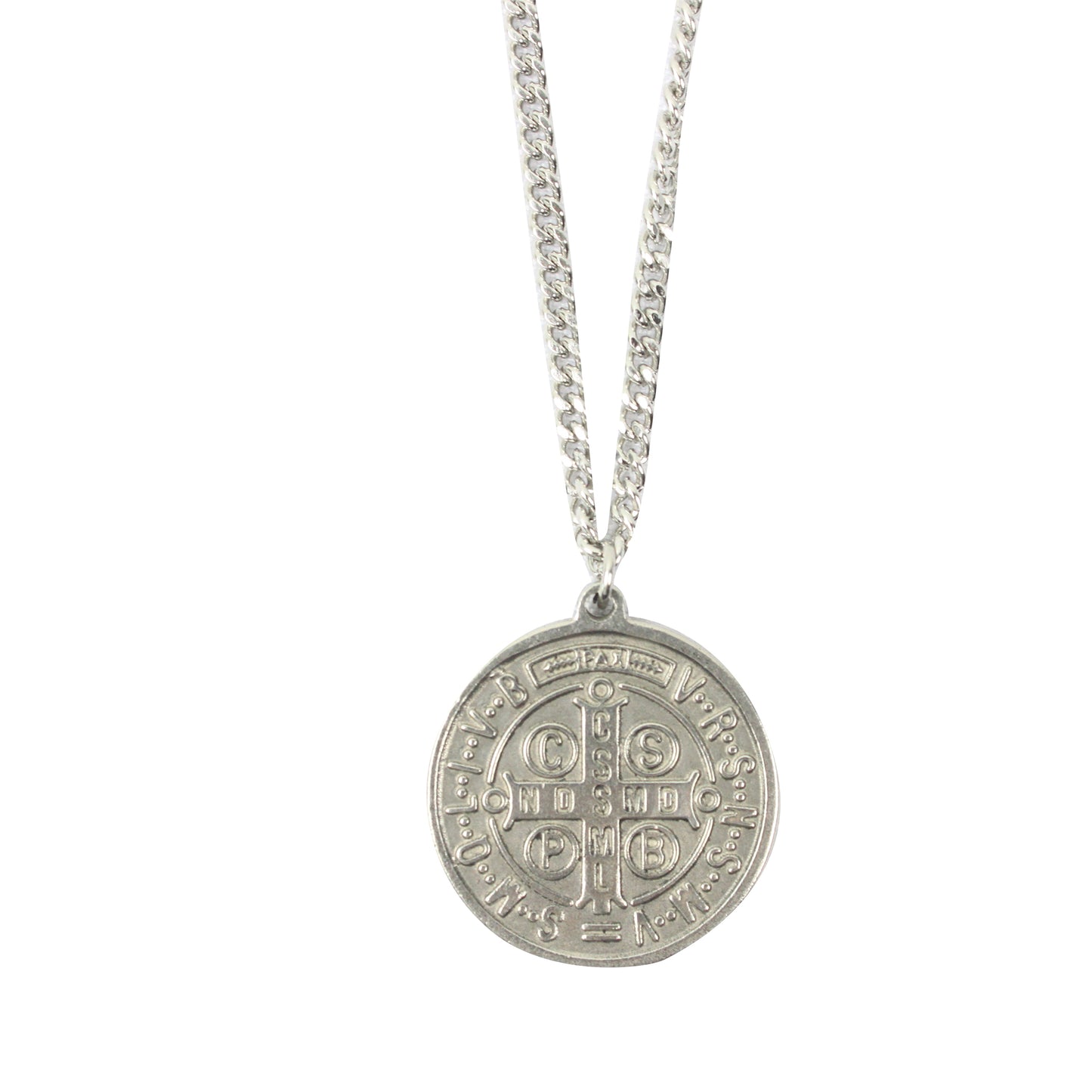Stainless Steel St Benedict Medal/Chain set (2cm)