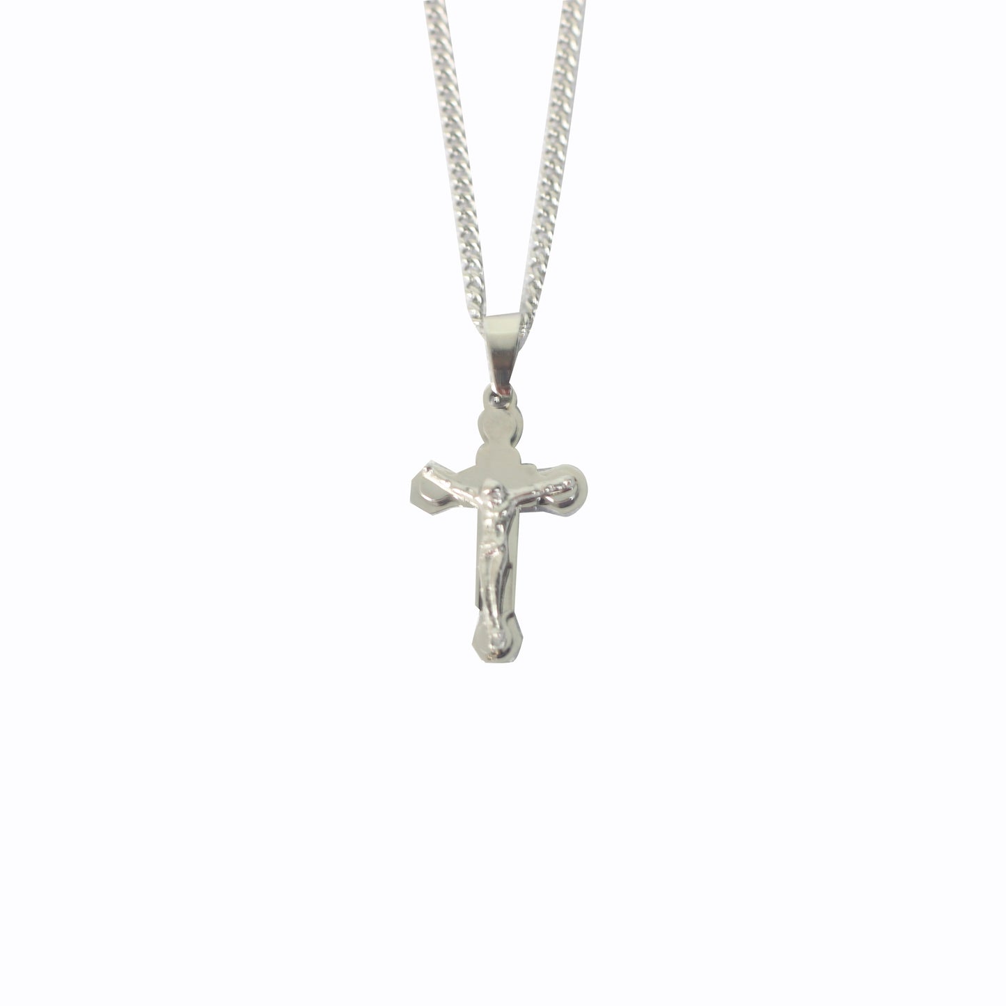 Stainless Steel Crucifix/Chain (Flower)