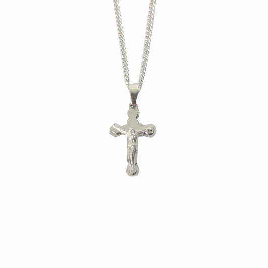 Stainless Steel Crucifix/Chain (Flower)
