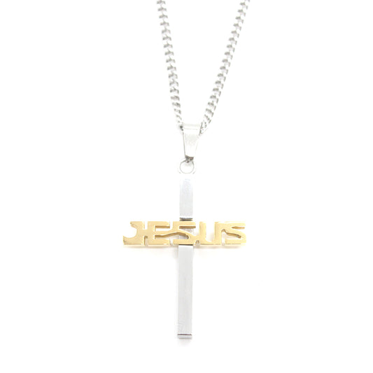 Stainless Steel  JESUS  Cross /Chain (3CM)