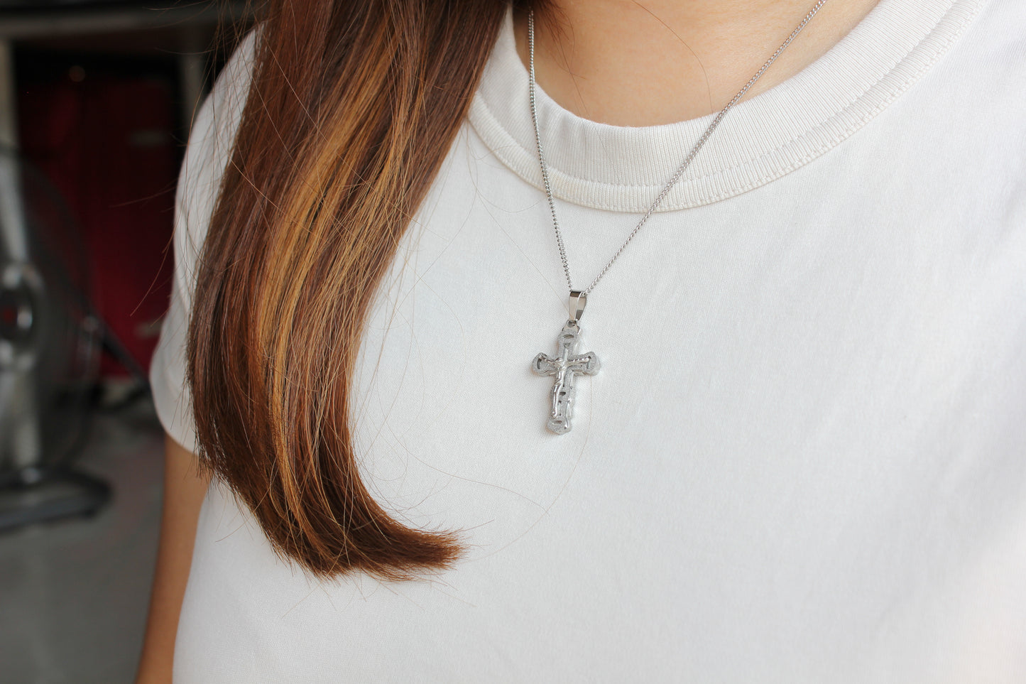 Stainless Steel Crucifix/Chain - Silver - Design C