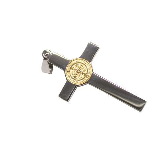 Stainless Steel St Benedict Crucifix - Gold/Silver