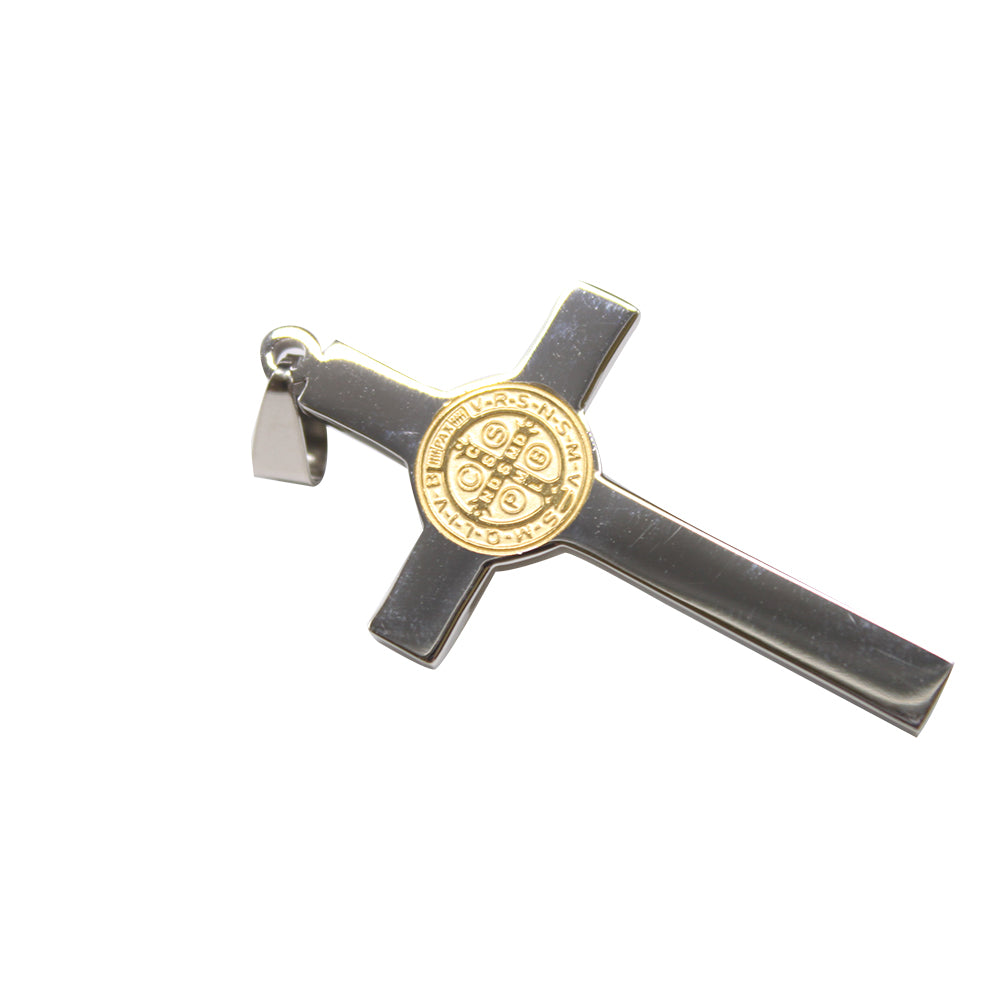 Stainless Steel St Benedict Crucifix - Gold/Silver