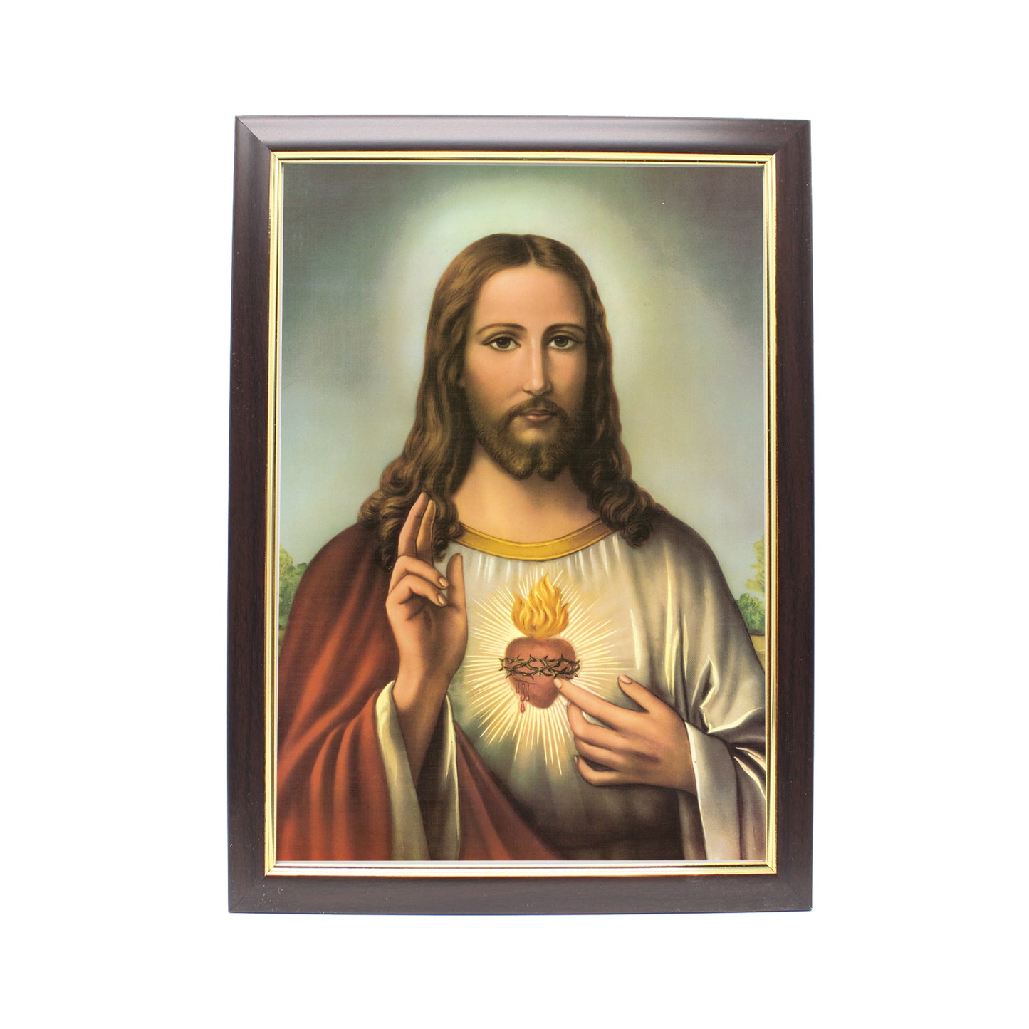 Wood Framed Picture - Sacred Heart of Jesus (A)