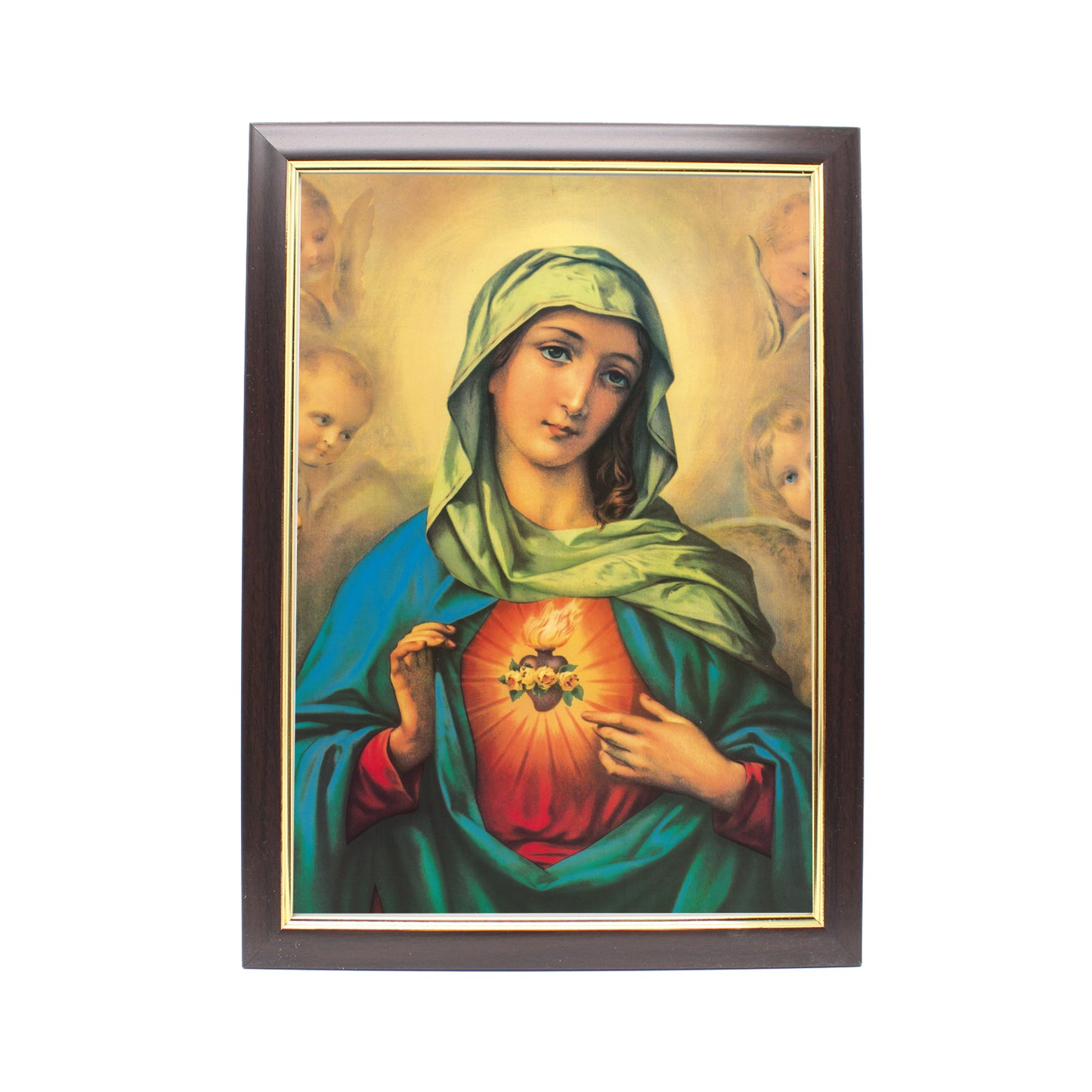 Wood Framed Picture - Immaculate Heart of Mary (Design A)