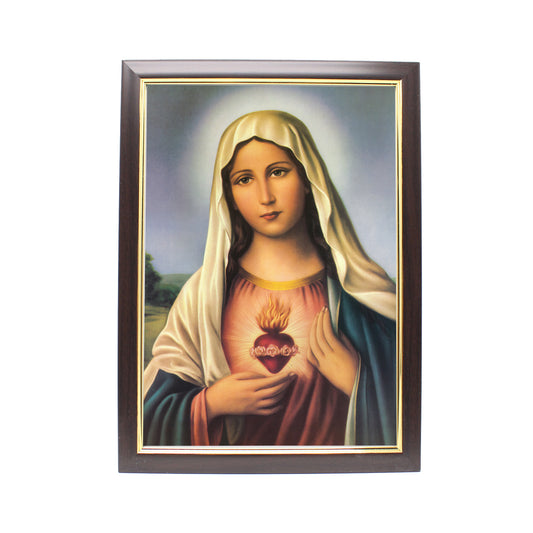 Wood Framed Picture - Immaculate Heart of Mary (Design B)