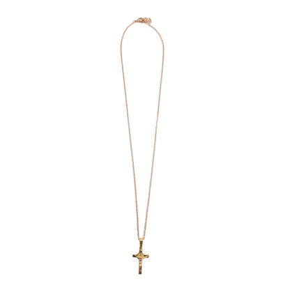 Stainless Steel St Benedict Crucifix/Chain - Gold