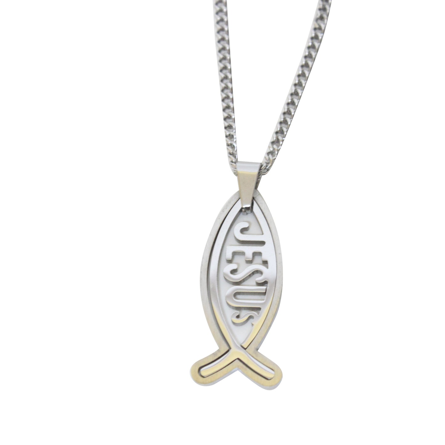 Stainless Steel "Jesus" Fish Pendant/Chain set - 2.5/4cm