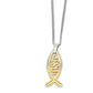 Stainless Steel "Jesus" Fish Pendant/Chain set - 2.5cm/4cm (gold plated)