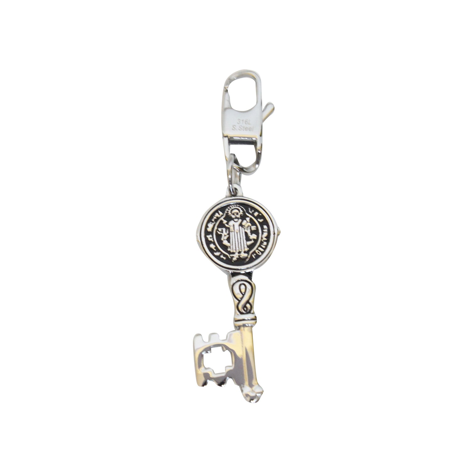 Stainless steel St Benedict Keychain/Bag Charm