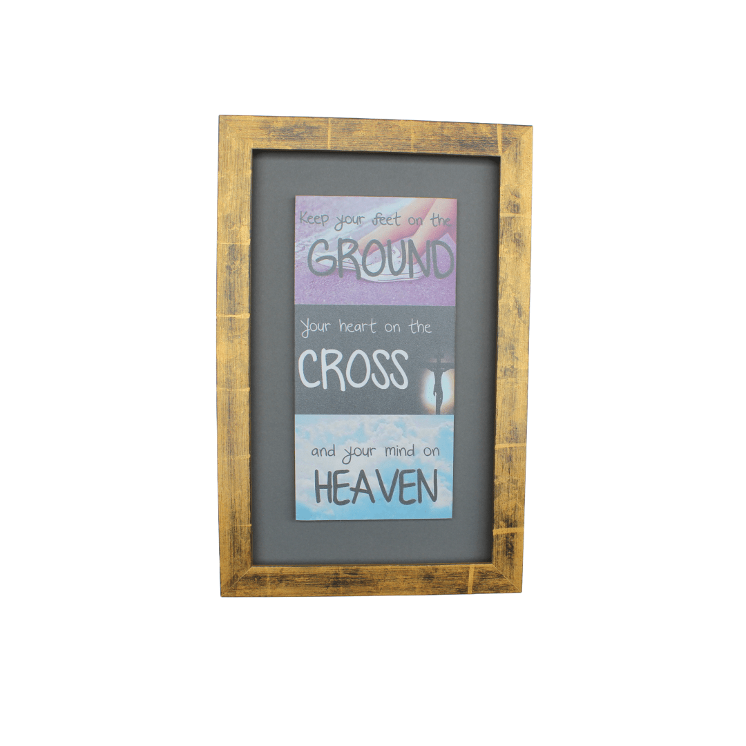 Inspirational Wood Framed Picture - Keep your mind on Heaven