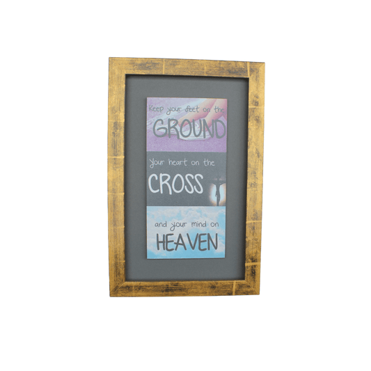 Inspirational Wood Framed Picture - Keep your mind on Heaven