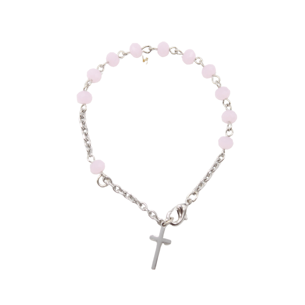 Korean Crystal Rosary Bracelet - White/Pink/Blue/Black/Red/Pink