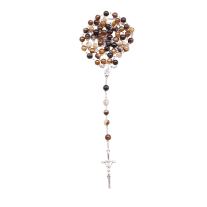 Natural Coffee Agate stone Rosary - Brown (Personalisation Available)