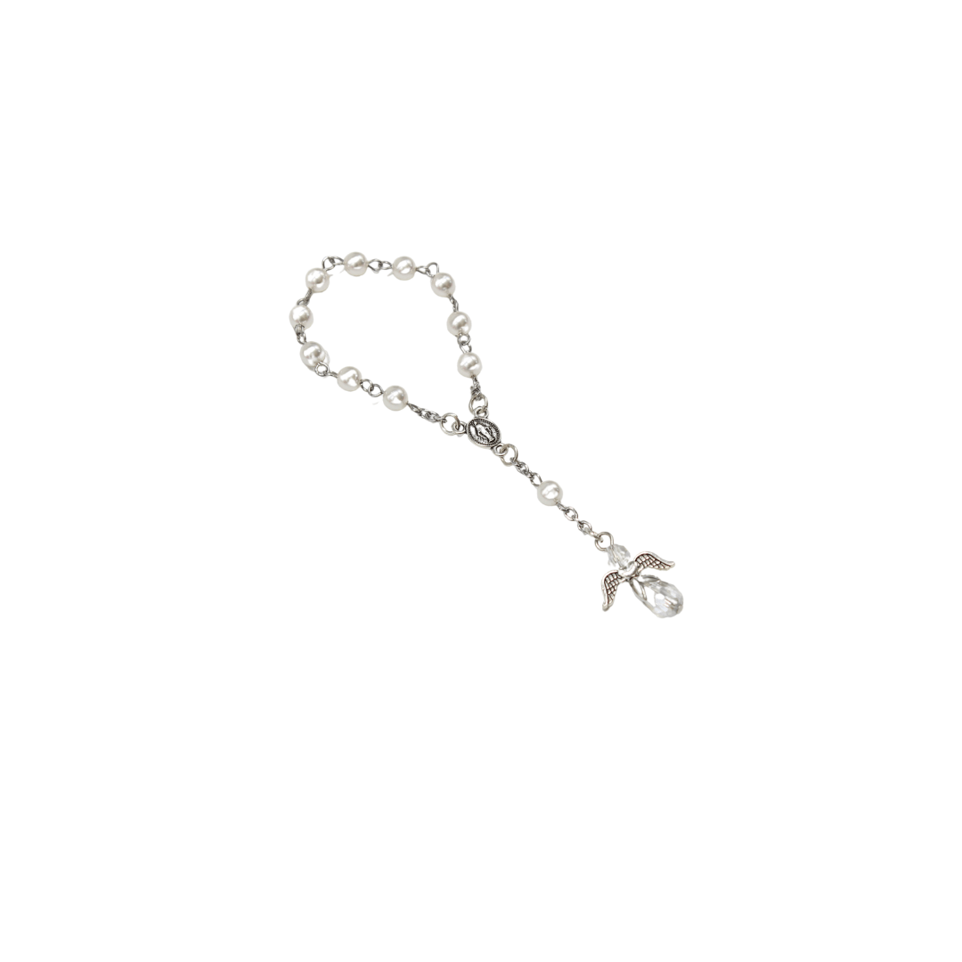 One Decade Rosary Chaplet Pearl Pink/White (Personalisation Available)