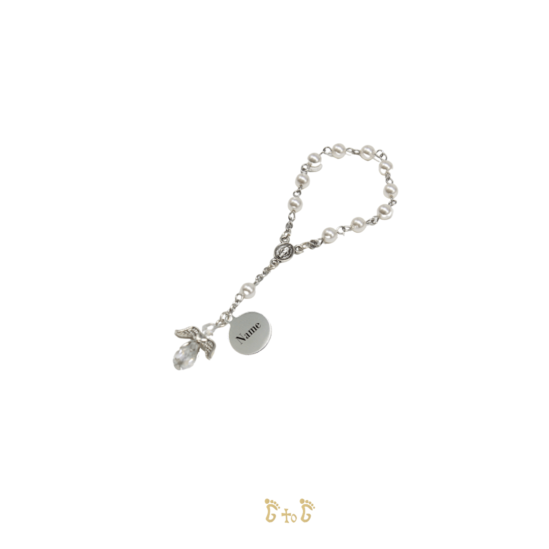 One Decade Rosary Chaplet Pearl Pink/White (Personalisation Available)