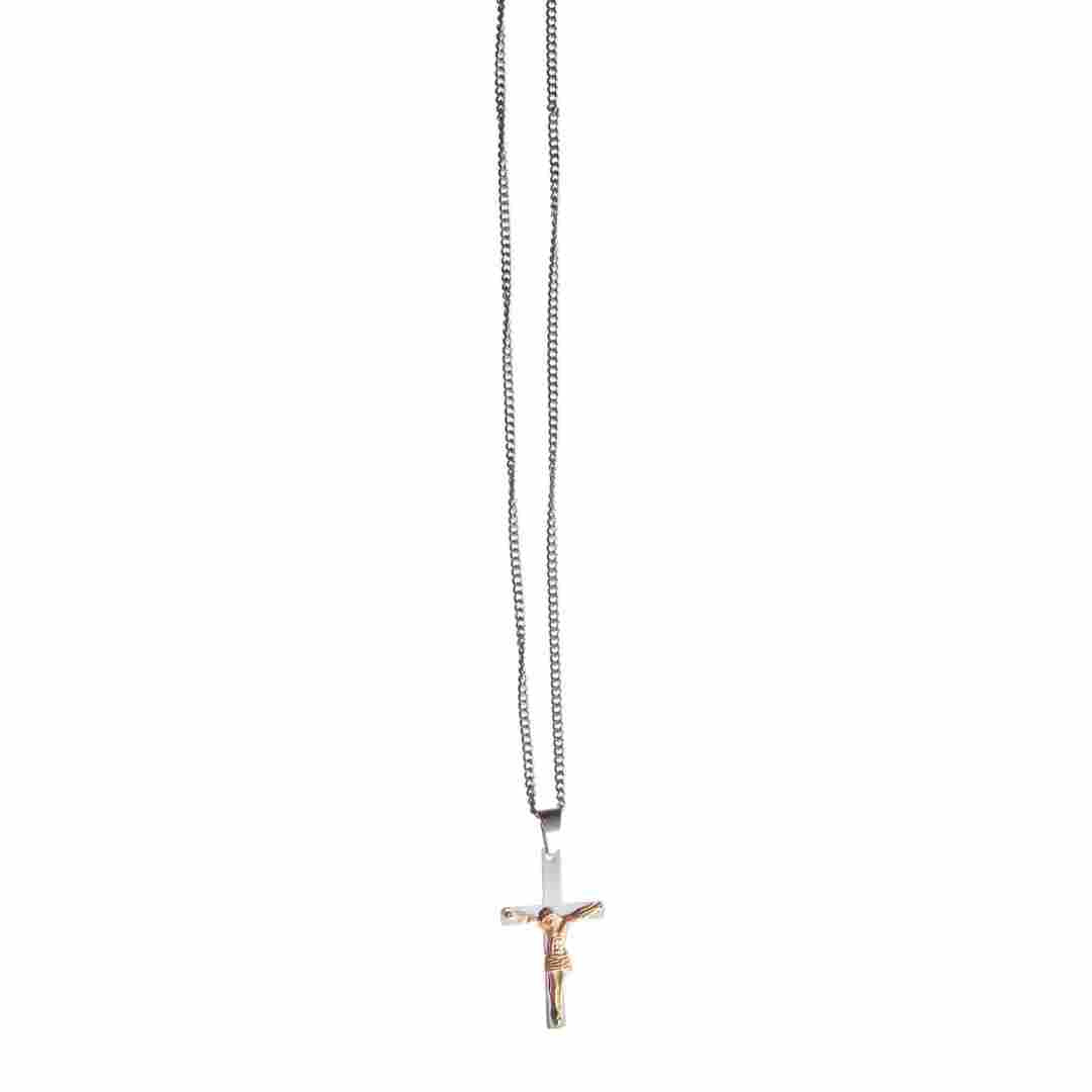 Stainless Steel Crucifix/Chain - Gold plated - Design B