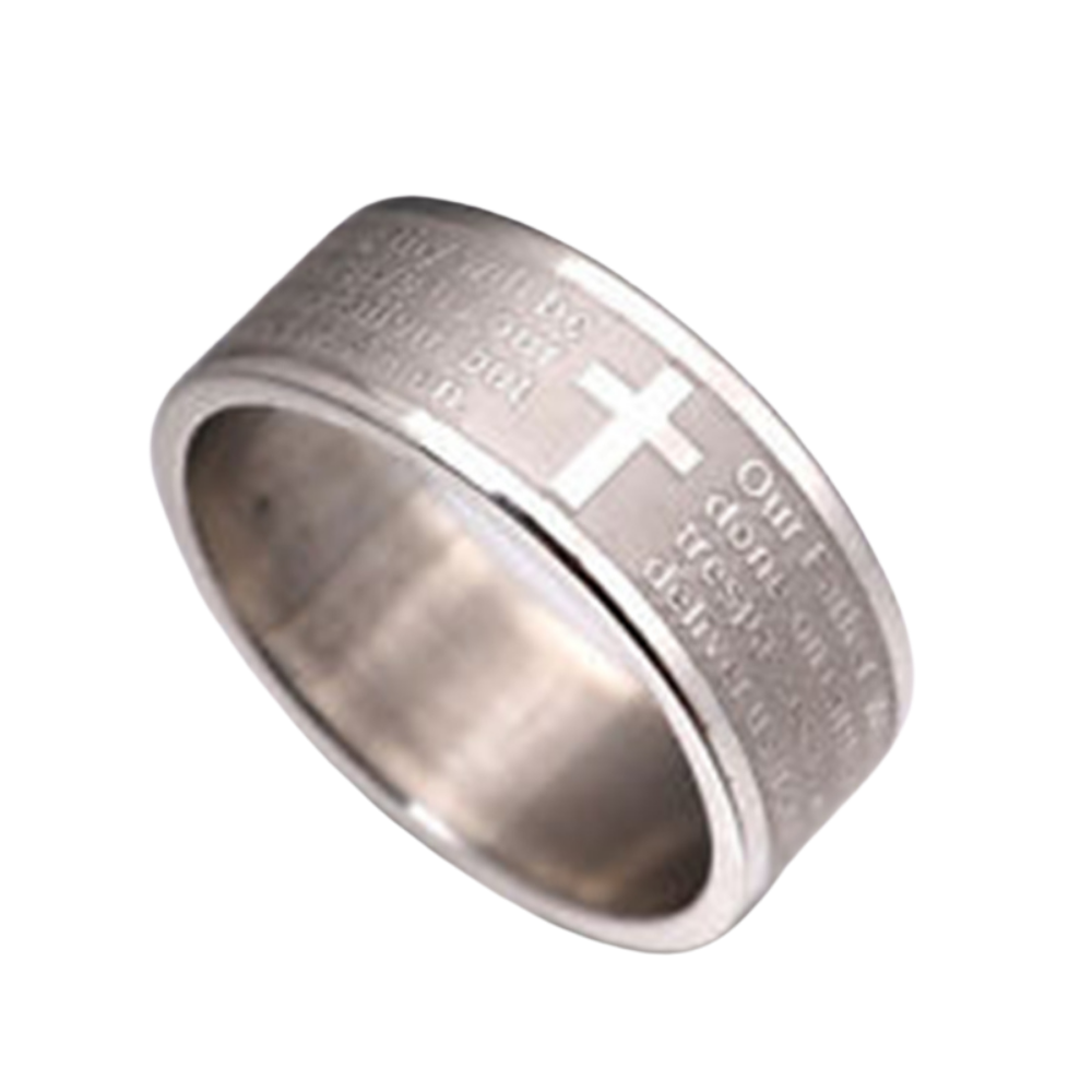 Stainless Steel Ring with Our Father's Prayer/Chain set