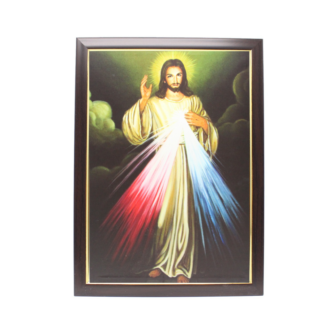 Wood Framed Picture - Divine Mercy A4