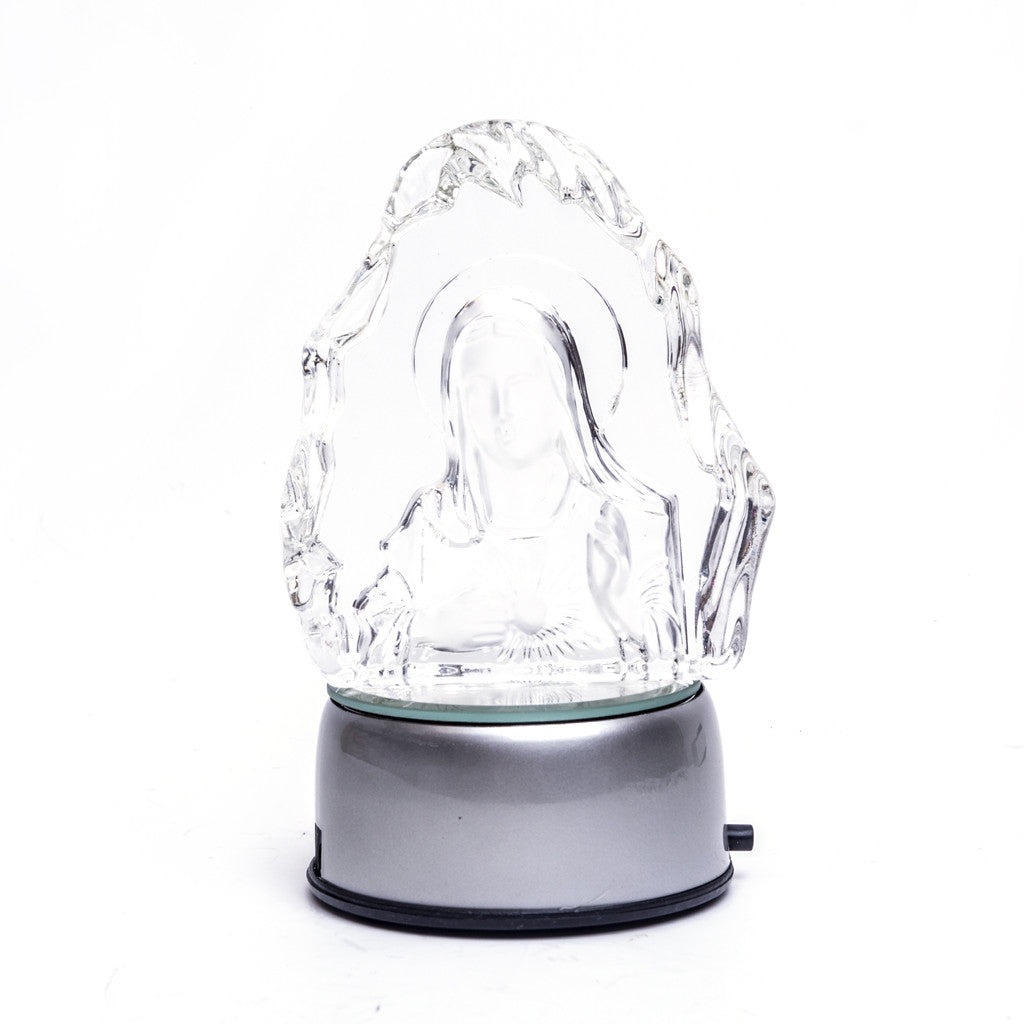 Crystal Engraved Jesus/Mary/Mother Mary Light Base