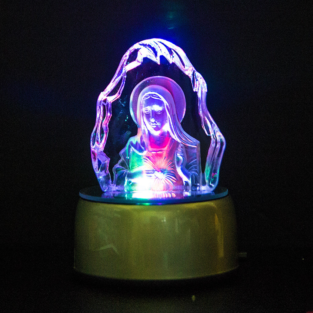 Crystal Engraved Jesus/Mary/Mother Mary Light Base