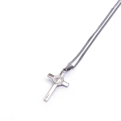 Stainless Steel St Benedict Crucifix/Chain - gold corpus