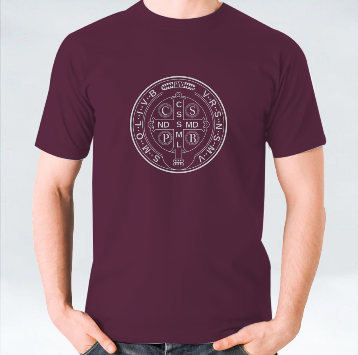 St Benedict Medal Unisex T-shirt - White/Black/Grey/Sand/Navy/Maroon