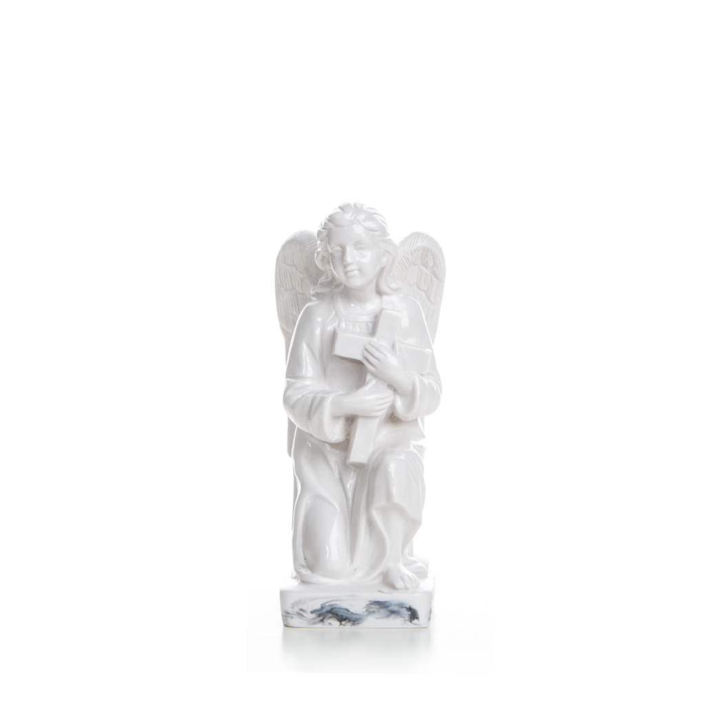 Kneeling Angel with Cross - 24cm (white)